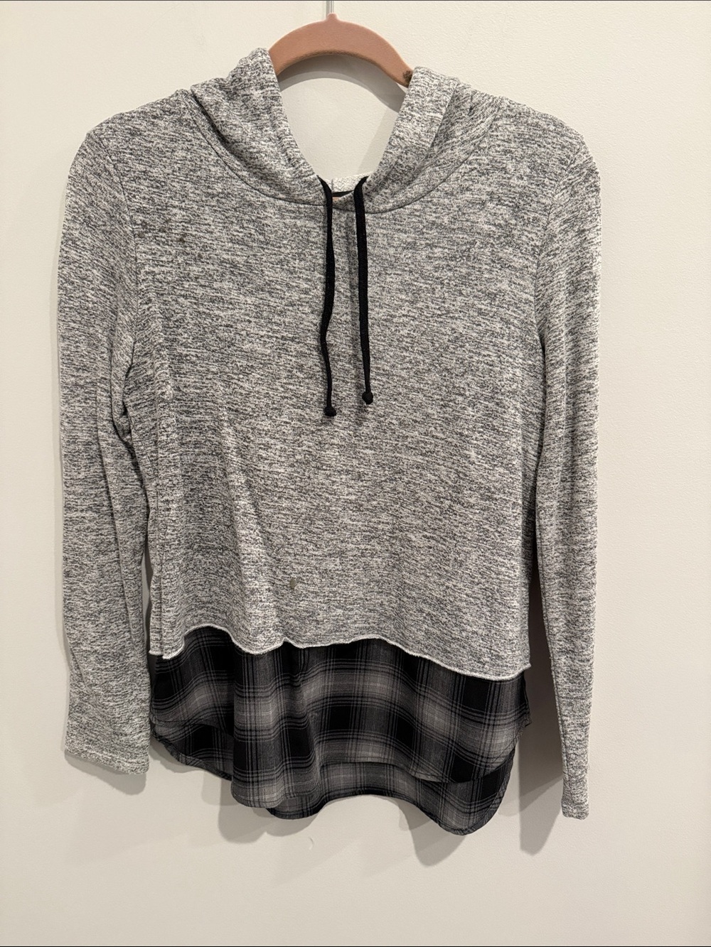 Generation Love Grey Twofer Plaid Hoodie